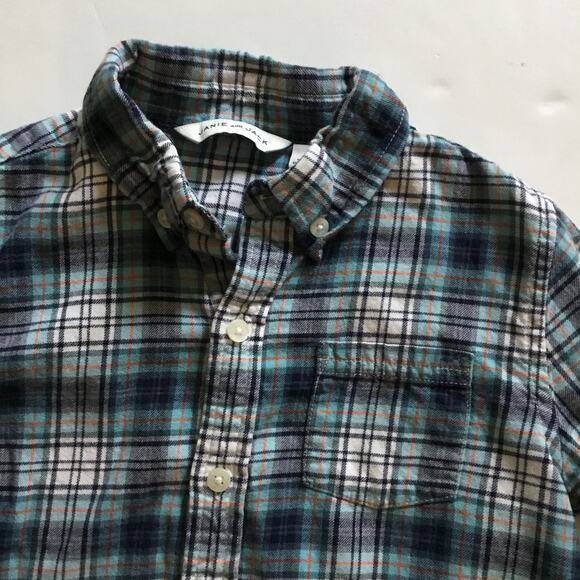 Janie and Jack blue plaid flannel button down shirt - Picture 3 of 4